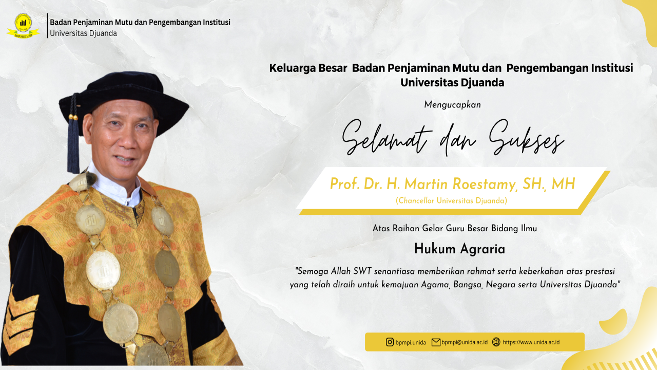 Selamat dan Sukses Atas Raihan Gelar Guru Besar (Prof. Dr. H. Martin Roestamy, SH., MH)