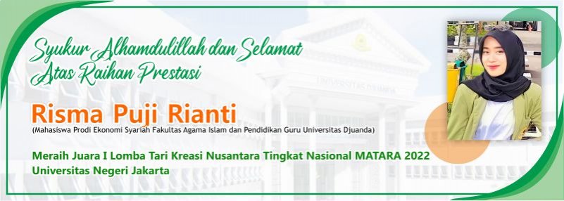 Risma Puji Rianti, Mahasiswa Ekonomi Syariah Raih Juara 1 Lomba Tari Kreasi Nusantara Tingkat Nasional MATARA 2022 Universitas Negeri Jakarta