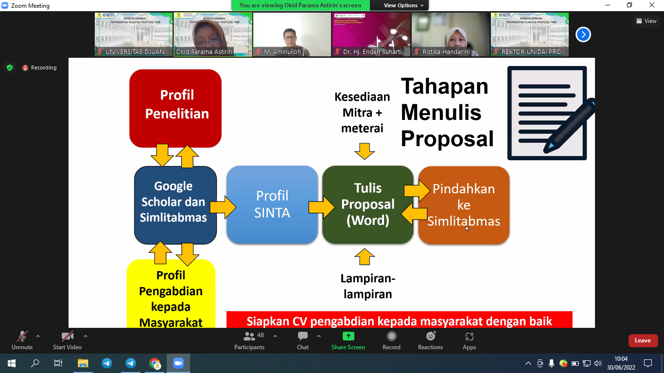Tingkatkan Kualitas Proposal PKM, LPPM UNIDA Bogor Adakan Sharing Session