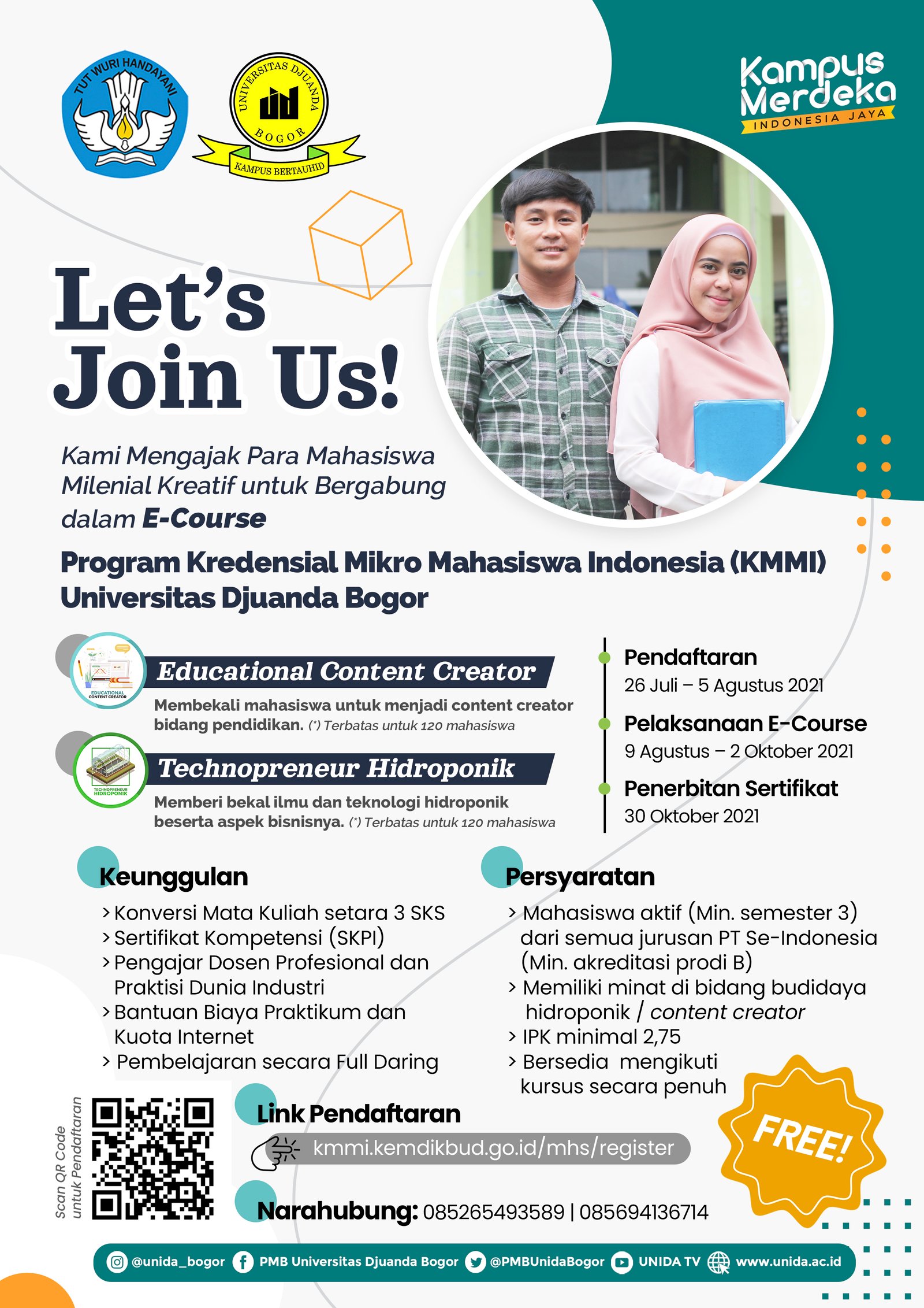 Lets Join Us! E-Course Program Kredensial Mikro Mahasiswa Indonesia (KMMI) Universitas Djuanda Bogor